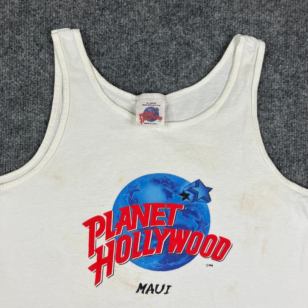 Planet Hollywood Tank Top Mens Size XL White Maui Graphic‎ Sleeveless